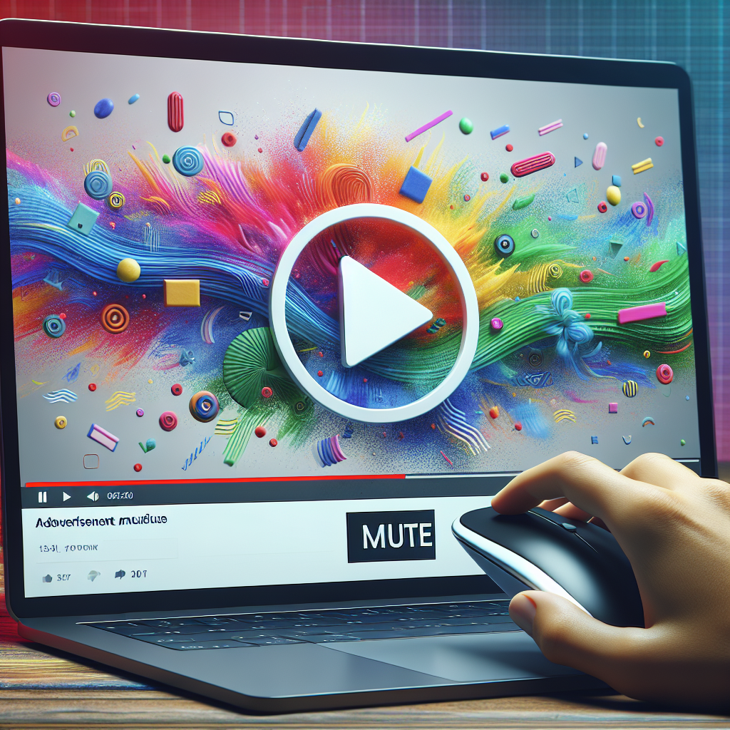 "Step-by-step guide on muting ads on YouTube with visuals of settings and options"